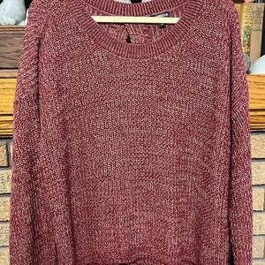 Express Women's Burgundy Crew Neck Sweater